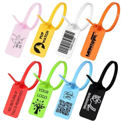 Sello de plástico personalizado negro de 300 mm para seguridad de prendas de vestir y zapatos Peso promedio 4,45 g/pc