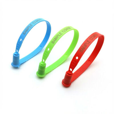 198 mm de carga de aduanas desechable sello de seguridad de plástico etiqueta con número y a prueba de manipulación